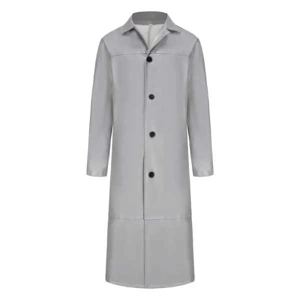 Trench da uomo in ecopelle streetwear Cappotto lungo giacca a vento moda Slim Fit Giacca antivento in PU Steampunk Outwear oversize 5