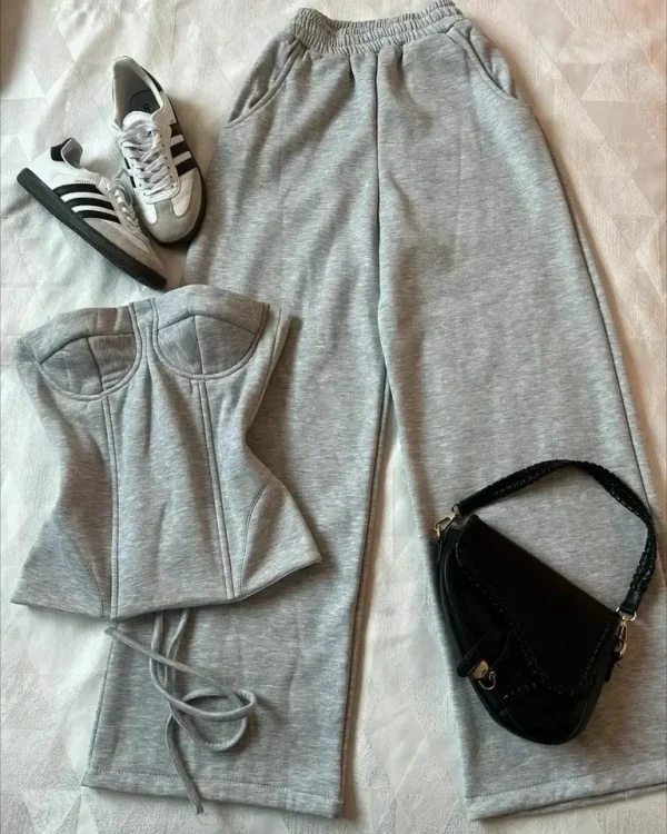 SIRI Vestito Delle Donne di Modo Harajuku Sexy Sottile Tubo Magliette E Camicette Gotico A Vita Alta Pantaloni Della Tuta Y2K Hot Girl Autunno Inverno Due Pezzi Set 1