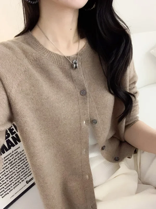 100% lana merino maglieria autunno inverno Grace tinta unita Nozioni di base cardigan morbido caldo casual maglione con o-collo donna abbigliamento top 4