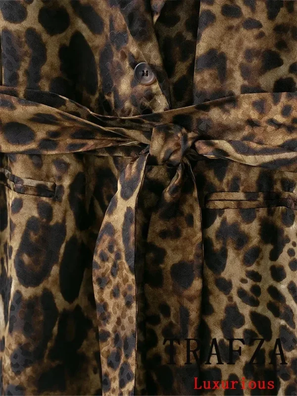 KONDALA Vintage Leopard Print Abiti da donna Scollo a V Telai Manica lunga Giacca oversize + Pantaloni a gamba larga Moda 2025 Abiti autunnali 4