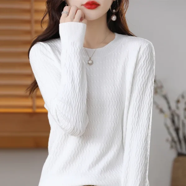 Maglione di Cashmere donna colore puro o-collo Casual a maniche lunghe Pullover allentato maglione di cachemire da donna 2