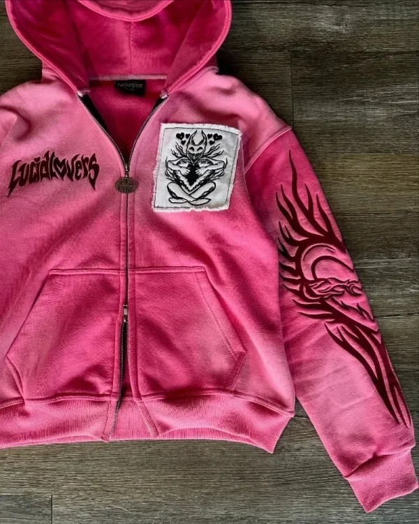 Autunno e inverno nuova moda lettera ricamo patch maglione con cerniera donna Y2K Harajuku maglione sportivo Joker casual gotico retrò 4