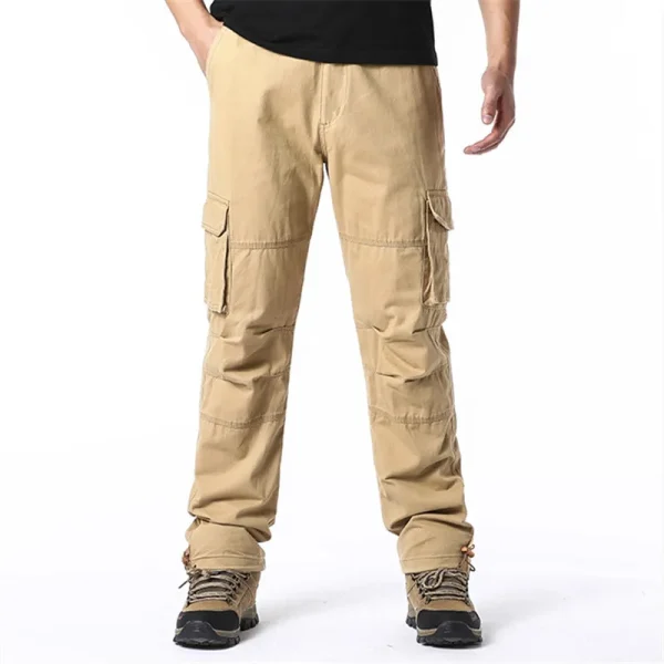 Salopette ampia con tasche grandi Pantaloni tattici da jogging per sport all'aria aperta da uomo Pantaloni da lavoro casual in puro cotone elastico in vita 4