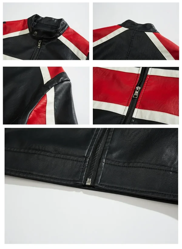 Nuova giacca in pelle PU a contrasto Moto Guzzi da uomo autunno inverno uomo cappotto di alta qualità giacche casual stile moto nero caldo O 3