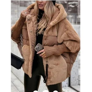 Autunno Inverno Donna Patchwork con cappuccio Cappotto di cotone caldo 2025 Nuove donne Giacca imbottita in cotone Capispalla oversize Cappotto Parka da donna 1