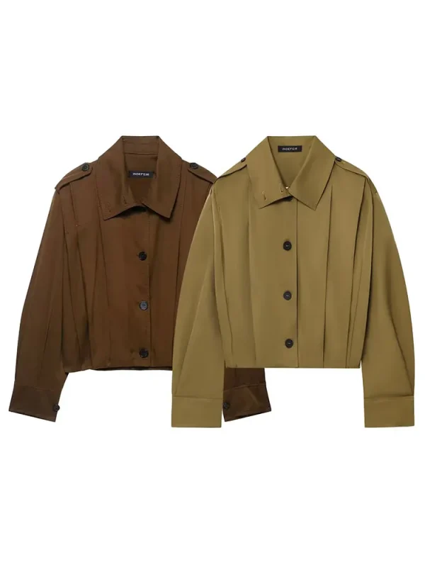 HH Giacca autunnale da donna Moda Solid monopetto Manica lunga Colletto rovesciato Giacche Casual Office Lady Chic Cappotti 2