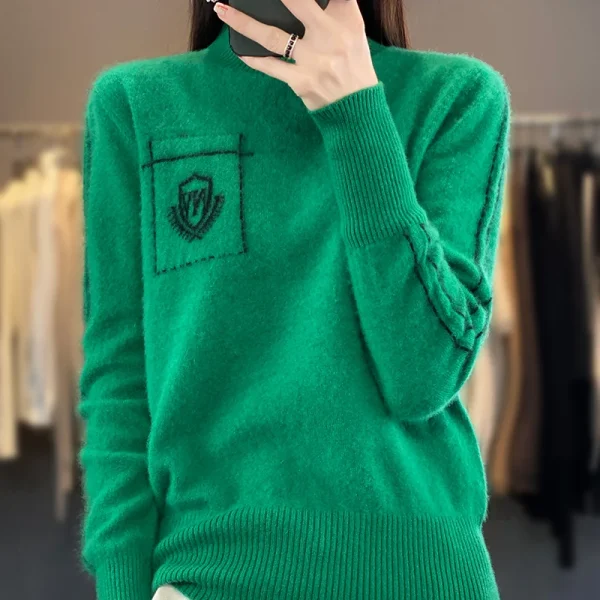 Moda Basic 100% Lana Merino Autunno Inverno Maglione Collo a lupetto Tinta unita Pullover Cashmere Maniche lunghe Abbigliamento Top 6
