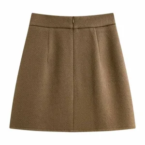 Gonne corte di lana da donna Autunno Inverno Versatile semplice gonna a trapezio dimagrante Donna elegante minigonne aderenti a vita alta 1