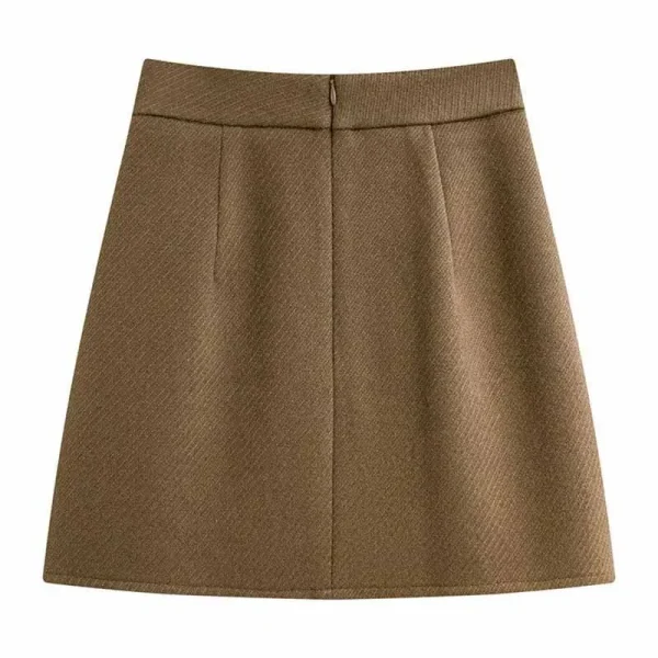 Gonne corte di lana da donna Autunno Inverno Versatile semplice gonna a trapezio dimagrante Donna elegante minigonne aderenti a vita alta 1