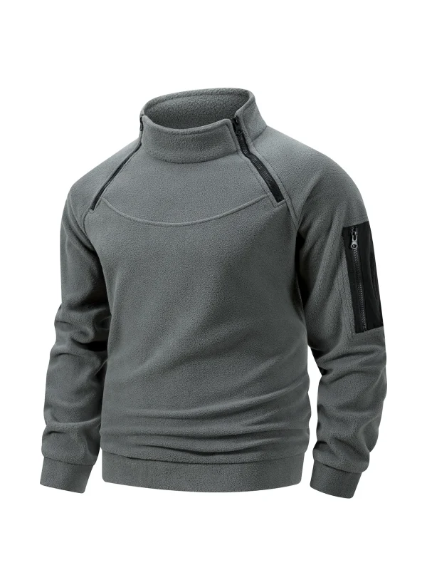 Felpa militare da uomo invernale in pile con cerniera pullover moda uomo tinta unita allentato agnello giacca spessa abbigliamento uomo S-XXXL 4