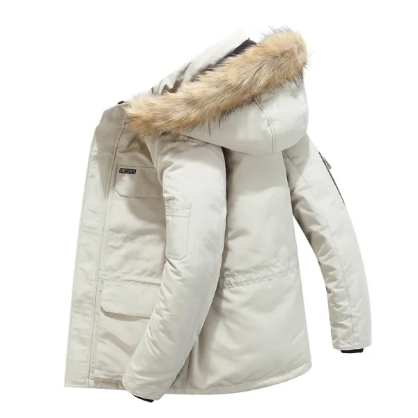 Parka con cappuccio in pelliccia invernale in pile uomo piumino d'anatra giacca da neve cappotti antivento addensati-30 gradi tenere al caldo capispalla all'aperto 1