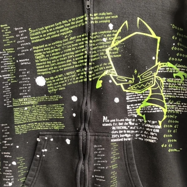 Felpa con cappuccio da donna Abiti gotici estetici Y2K Cyber Grunge Emo Felpe con zip Grafica vintage Stampa Abiti Kpop per donna 5