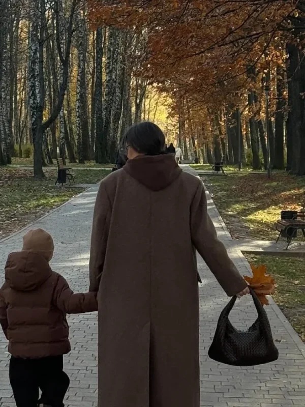 Cappotto casual in lana tinta unita con spalline Cappotto elegante da donna monopetto con risvolto a maniche lunghe 2025 Capispalla autunnale da donna per pendolari 6