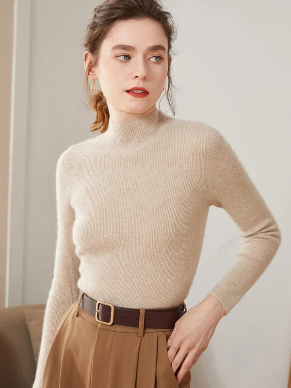 Autunno Inverno Donna Maglione senza cuciture Pullover in cashmere Basic Slim Manica lunga Collo a lupetto 100% Maglieria in cashmere Warm Grace Tops 3