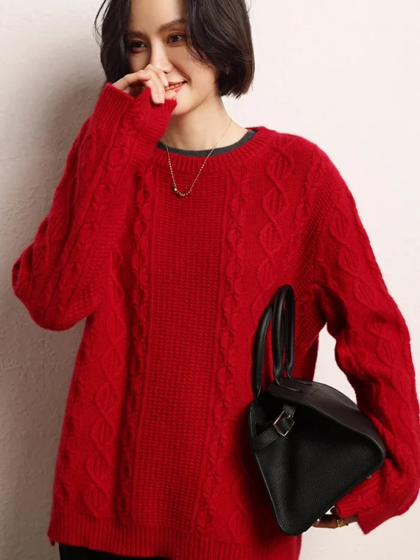 M.Chic Autunno Inverno Basic Casual 100% Cashmere Twisted Maglia Maglione Grace Donna O-Collo Pullover Spessore Caldo Morbido Moda Magliette e camicette 5