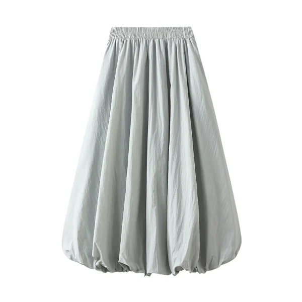 Gonne A sbuffo Lamuusaa donna estate 2024 tinta unita vita alta una linea gonna lunga con gemme A bolle eleganti gonne da donna Streetwear 6
