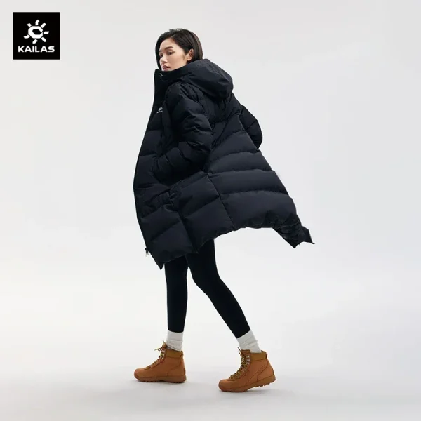 KAILAS Piumino invernale caldo escursionismo all'aperto antivento addensato Softshell con cappuccio piumino d'oca lungo cappotti KG 2133613 5