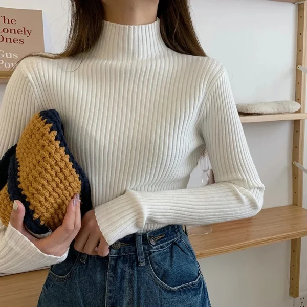 2025 Maglioni lavorati a maglia Top Chic Autunno Inverno Maglione Pullover Donna Manica lunga Dolcevita casual Maglione basic caldo 3