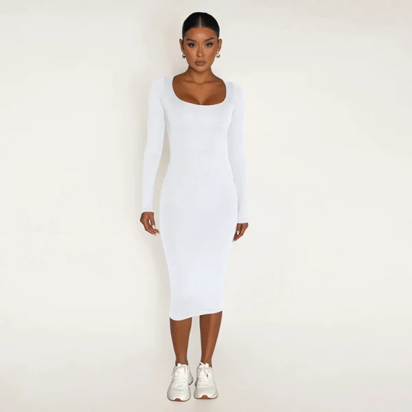 Autunno inverno donna tinta unita velluto manica lunga Skinny avvolto Hip Dress aderente Sexy Streetwear Party elegante Club 2