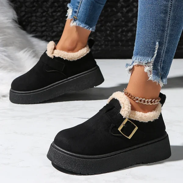 Stivali da neve in peluche con suola spessa autunno inverno donna comodi stivaletti con fodera in pile caldo donna scarpe in cotone con plateau antiscivolo Mujer 5