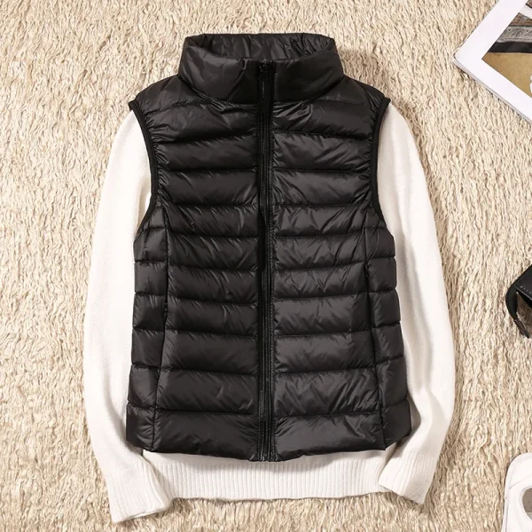 2024 nuove donne autunno inverno Ultra leggero piumino d'anatra giacca donna 90% piumino d'anatra bianco gilet senza maniche 5