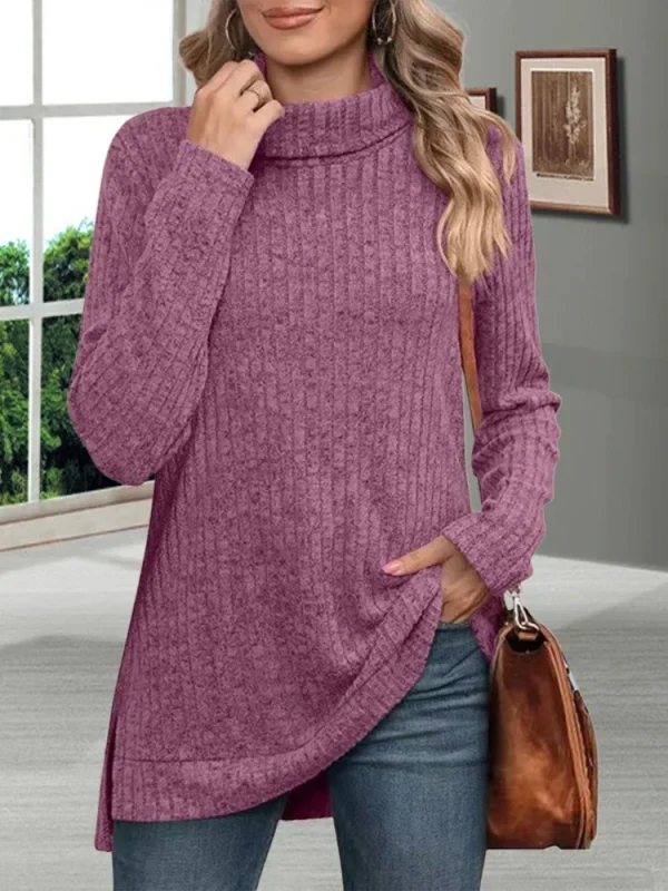 Maglioni da donna autunno caldo spesso resistente al freddo dolcevita lavorato a maglia allentato pullover da donna a righe morbide a maniche lunghe nuovi maglioni 6