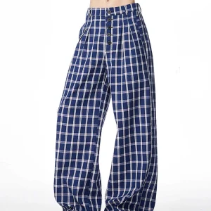 2025 Autunno Inverno Donna Y2k Pantaloni lunghi Plaid 2000s Estetica Pantaloni larghi Harajuku Wide Fit Jogging Tide Design Hip-pop Nuovo 1