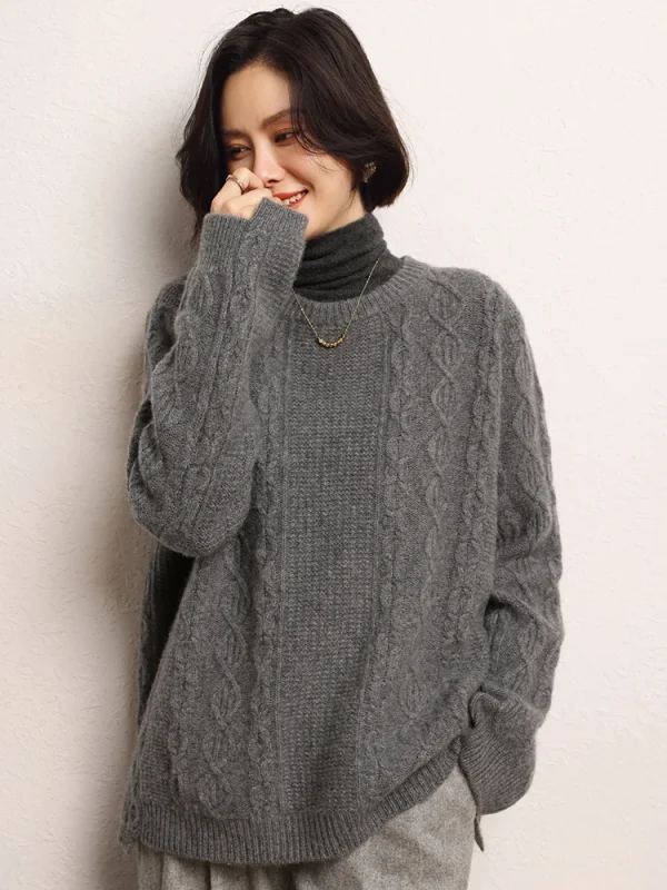M.Chic Autunno Inverno Basic Casual 100% Cashmere Twisted Maglia Maglione Grace Donna O-Collo Pullover Spessore Caldo Morbido Moda Magliette e camicette 6