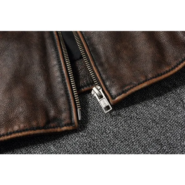Nuova giacca da uomo in pelle PU con colletto alla coreana da motociclista, tinta unita alla moda, ampia, versatile, casual, a maniche lunghe 6