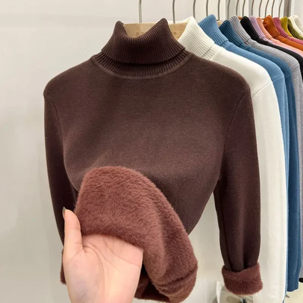 2024 Dolcevita Maglione invernale Donna Elegante Addensare Foderato in velluto Caldo Sueter Pullover lavorato a maglia Slim Top Jersey Maglieria Maglione 6