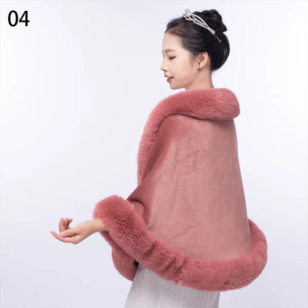 Sciarpe scialle di pelliccia sintetica di lusso da donna Sciarpa di peluche da donna Stola Cover Up per la festa nuziale Cappotto Mantello Coprispalle in pelliccia da sposa Mantello avvolgente 4