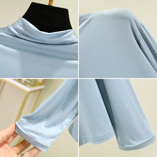 2022 autunno nuovo stile coreano modale polo/tartaruga collo manica lunga T-shirt casual da donna strato base dimagrante Top 3
