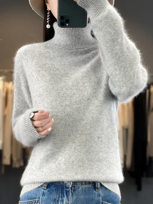 Basic Bottoming Autunno Inverno 100% visone Cashmere maglione da donna pullover femminile manica lunga maglieria top colletto rovesciato top 4