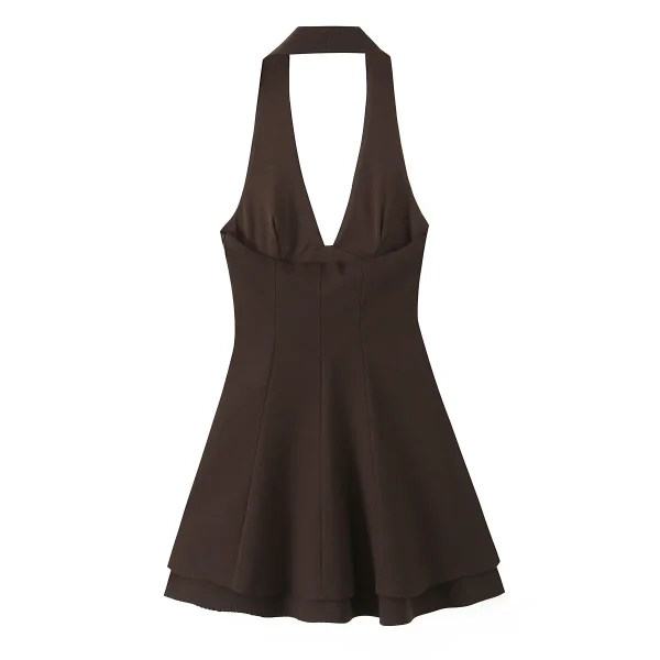 Nuovo vestito da donna casual e alla moda design allacciato al collo 2025 nuovo abito allacciato al collo a doppio strato da donna 3