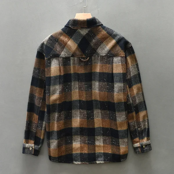 Autunno Inverno Nuovo Allentato Vintage Plaid Morbido Spazzolato Camicie per Gli Uomini Abbigliamento Casual Manica Lunga Grandi Tasche Camicie Da Uomo AZ261 2