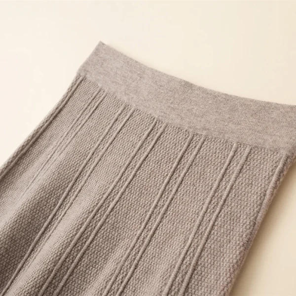 Autunno inverno abbigliamento donna gonna elastico a vita alta gonna a trapezio 100% lana Computer maglione lavorato a maglia gonna coreana a metà polpaccio 3