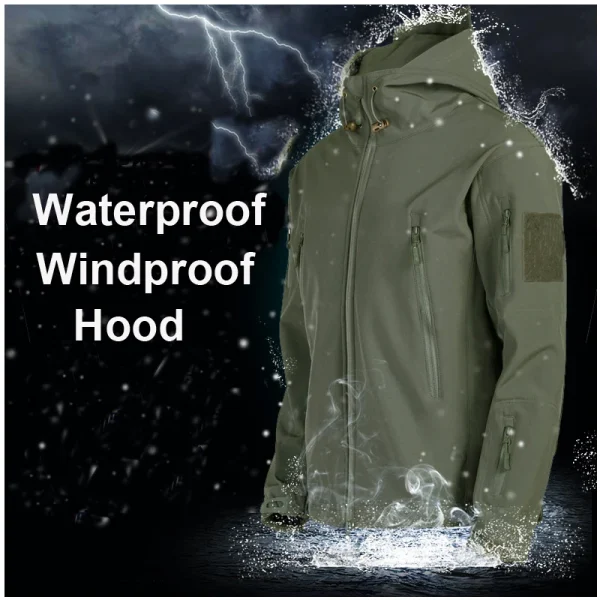 Uomo Autunno Inverno Softshell Giacche in pile Impermeabile Pesca all'aperto Escursionismo Caccia Termico Camping Cargo Cappotti Caldi M-5XL 5