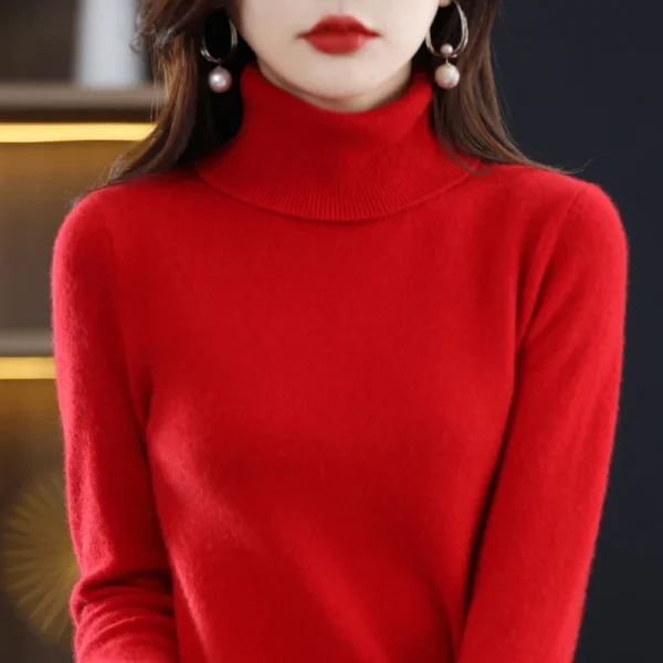 100% lana merino maglione di cashmere donna maglione lavorato a maglia dolcevita pullover a maniche lunghe autunno inverno abbigliamento caldo maglione top 5