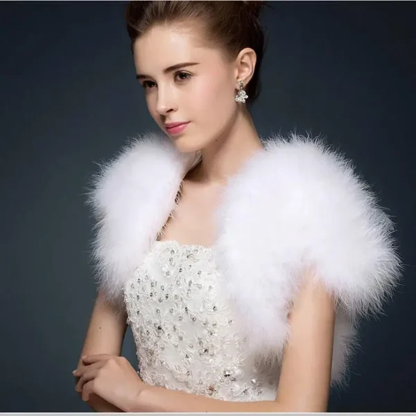 Piume di struzzo Bolero Shrugh gilet Vintage marabù piuma coprispalle stola accessori da sposa abito da sposa mantella da sera S69 2
