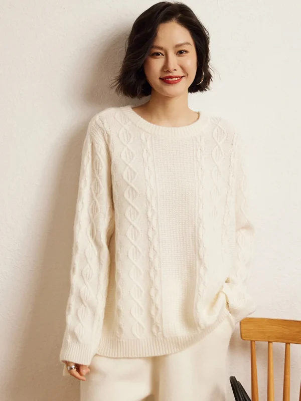 M.Chic Autunno Inverno Basic Casual 100% Cashmere Twisted Maglia Maglione Grace Donna O-Collo Pullover Spessore Caldo Morbido Moda Magliette e camicette 3