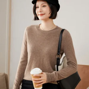 Pullover lavorati a maglia in puro cashmere di capra al 100% Vendita calda Maglioni con o-collo da donna Maglioni da donna morbidi di alta qualità 1