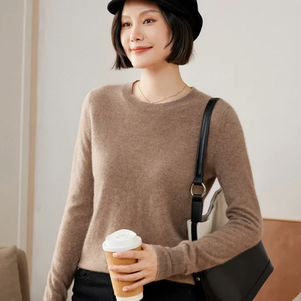 Pullover lavorati a maglia in puro cashmere di capra al 100% Vendita calda Maglioni con o-collo da donna Maglioni da donna morbidi di alta qualità 1