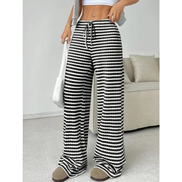 2025 Autunno e inverno Pantaloni casual da donna di nuova moda Pantaloni a gamba dritta semplici a righe Abbigliamento da donna taglie forti 4