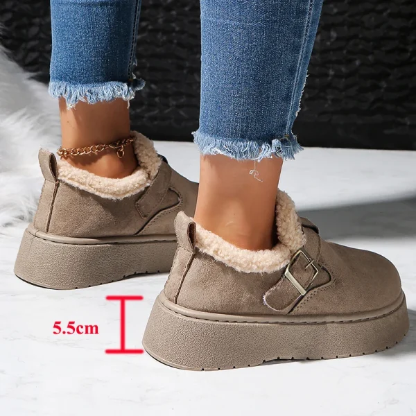 Stivali da neve in peluche con suola spessa autunno inverno donna comodi stivaletti con fodera in pile caldo donna scarpe in cotone con plateau antiscivolo Mujer 4