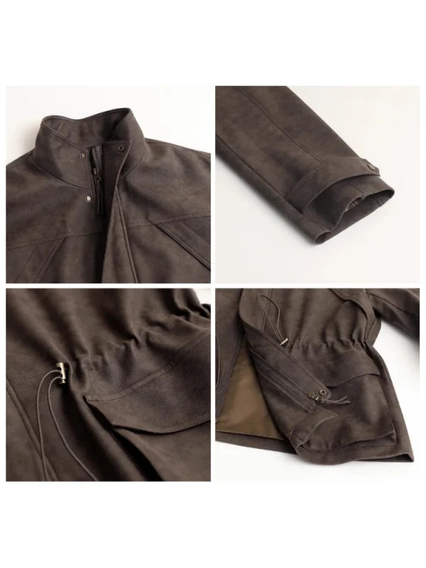 CHIC VEN Nuove donne giacche in pelle scamosciata allentate retrò colletto alla coreana cappotto casual da donna di media lunghezza cappotto femminile autunno inverno 2025 4