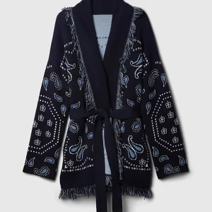 Nappe vintage Stampa Cardigan con stampa da donna Scollo a V Lace Up Manica intera Maglioni impiombati 2025 Autunno Lady All-match Kintwears 1