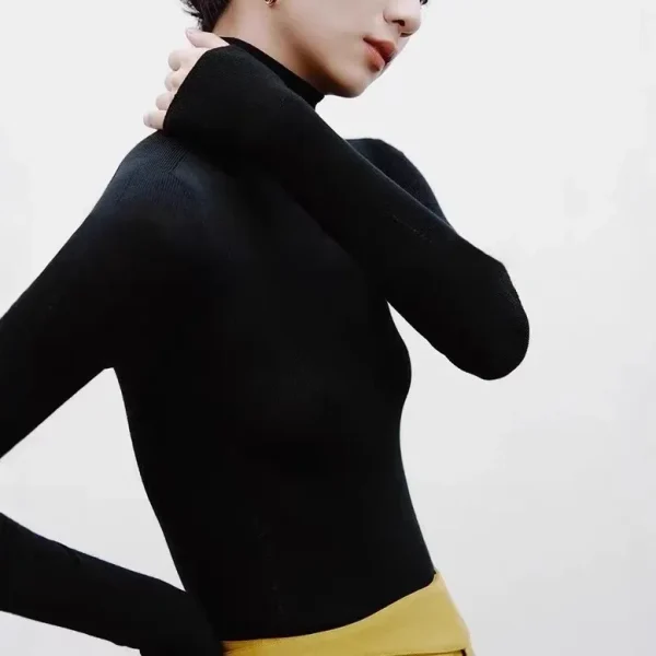 Maglieria a collo alto morbida e accogliente Camicia a strati base da donna Colore puro Autunno Inverno Moda Abbigliamento interno Top 7 colori disponibili 2