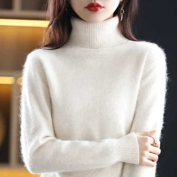 Nuovo abbigliamento donna per autunno/inverno 2024 100% visone peluche dolcevita Pullover maglione donna Cashmere maglione Dbr-018 4