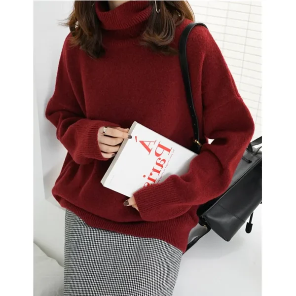 2023 Nuovo maglione di cashmere a collo alto da donna maglione di cashmere ispessito base in maglia pigra con copertura allentata 4