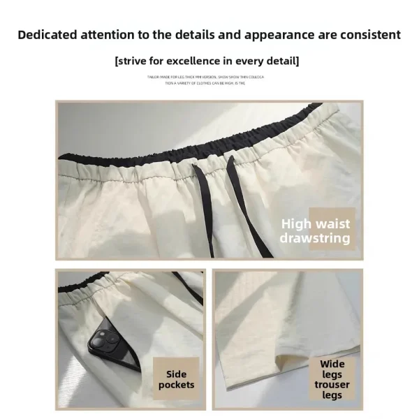 Pantaloni sportivi bianchi a gamba larga per donna Estate Nuova vita alta Casual Primavera Autunno Pantaloni Yamamoto in seta ghiacciata Stile polsino 4